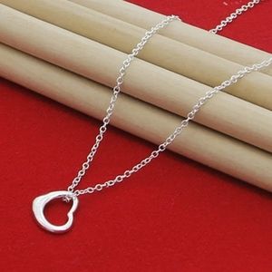 Love Marriage Sterling Silver .925 Floating Heart 16" Necklace Lobster Clasp